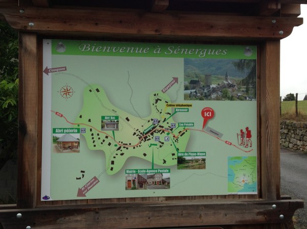 Village map of Senergues as we enter the town. These maps were common to most villages we visited.