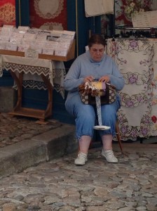 Lace-making is huge in this area and is all handmade as this woman is doing